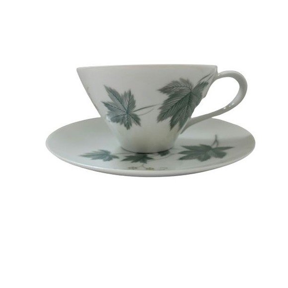 Noritake Cookin Serve Bone China Wild Ivy Cup & Saucer Set White Green Japan - Picture 2 of 7